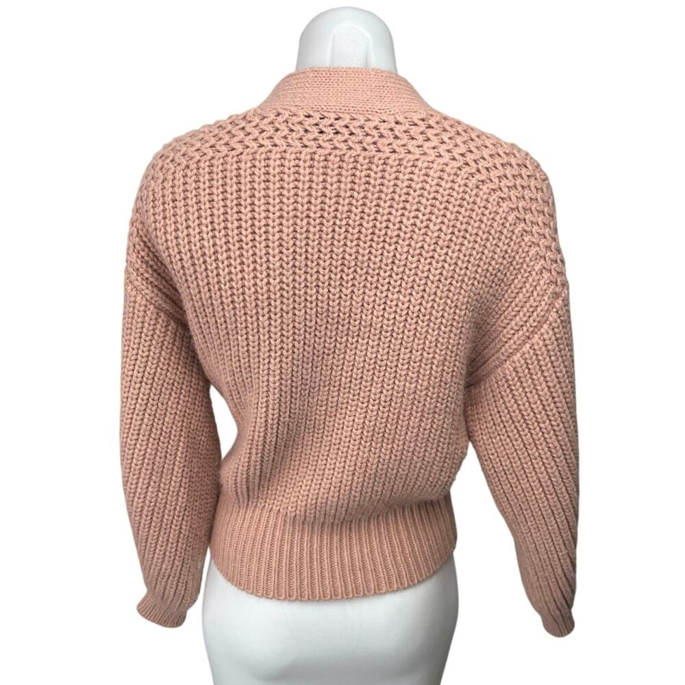 Zara Women's Pink Chunky Knit Tie Waist Oversize Wrap Cardigan Sweater Top Sz S - Picture 2 of 4